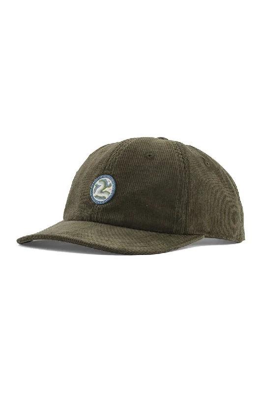 classic cotton bucket hat for men -Patagonia Corduroy Cap - Earths Currents Patch: Pine Needle Green