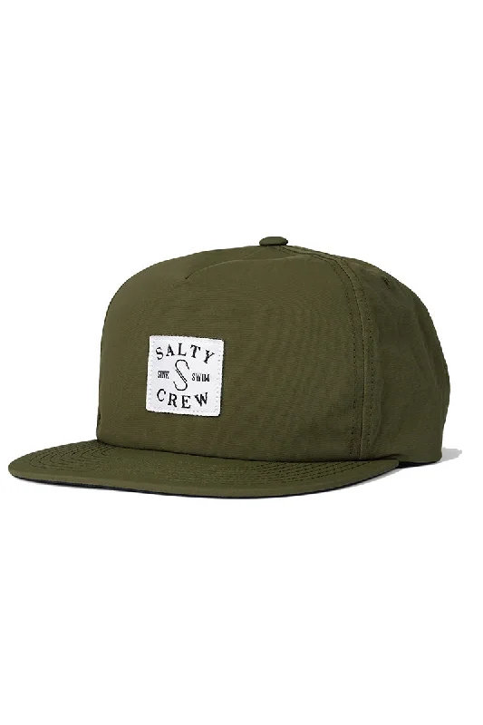 fashionable winter beret for women -Salty Crew Clubhouse 5 Panel - Olive