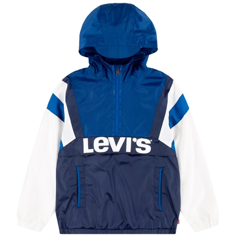 portable camping grill with foldable legs -Levi's Colorblocked Anorak Blue