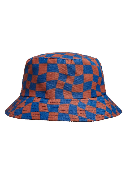 unisex snapback cap -Wavy Navy Checks Bucket Hat