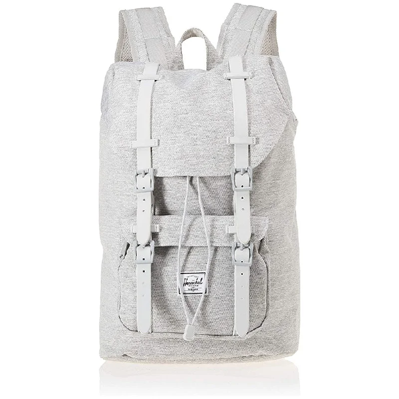 survival flashlight for camping -Herschel Unisex Light Grey Crosshatch/Grey Rubber Mid-Volume 17.0L Little America Laptop Backpack - 10020-02041-OS