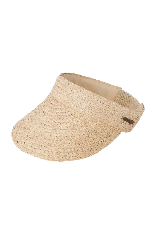 casual cotton bucket hat -O'Neill Temea Raffie Visor Hat - Natural