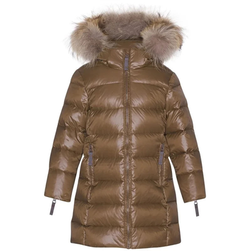 camping utensils with folding design -Ver de Terre Featherlight Girls A Down Coat w. Fur Kangaroo