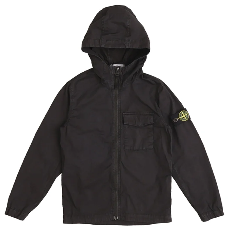 camping rain jacket with packable design -Stone Island Junior Overshirt Black