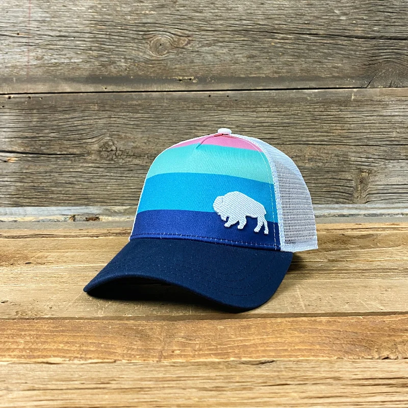 women’s felt wide-brim hat -Surf Wyoming® First Park Bison Trucker - Light Stripes/White