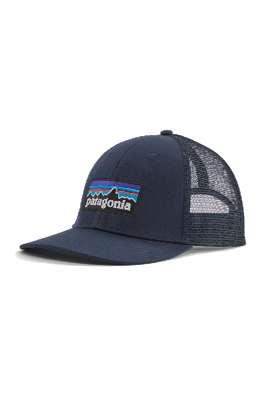 wool blend bucket hat for winter -Patagonia P-6 Logo LoPro Trucker Hat - New Navy