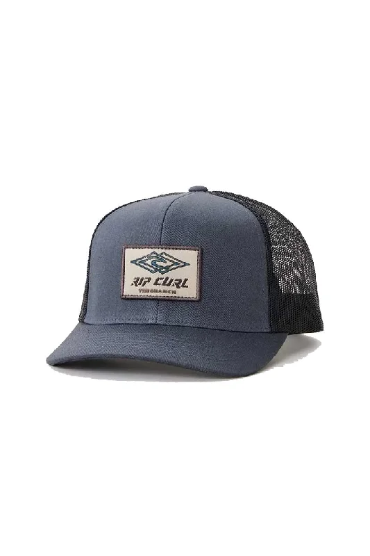 stylish leather baseball cap -Rip Curl Custom Curve Trucker Hat - Washed Black Diamond