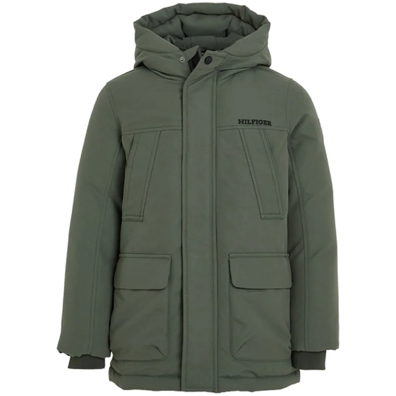 hiking jacket with removable sleeves -Tommy Hilfiger Tech Parka Jacket Olive Green