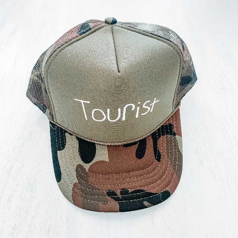 stylish cap with embroidered logo -TOURIST TRUCKER HAT (camo)