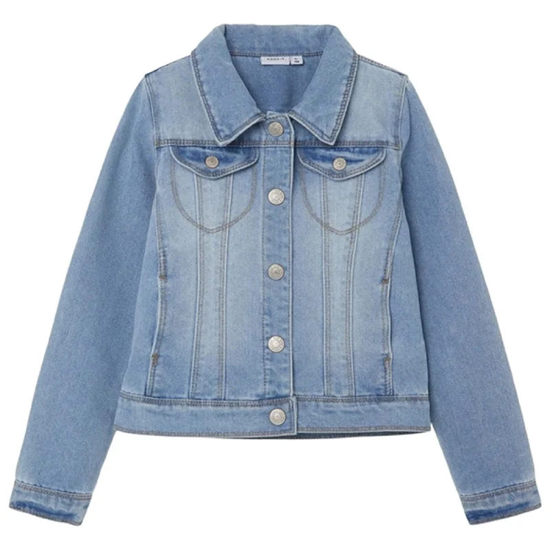 trekking jacket with adjustable hem -Name it Light Blue Denim Star Denim Jacket Noos