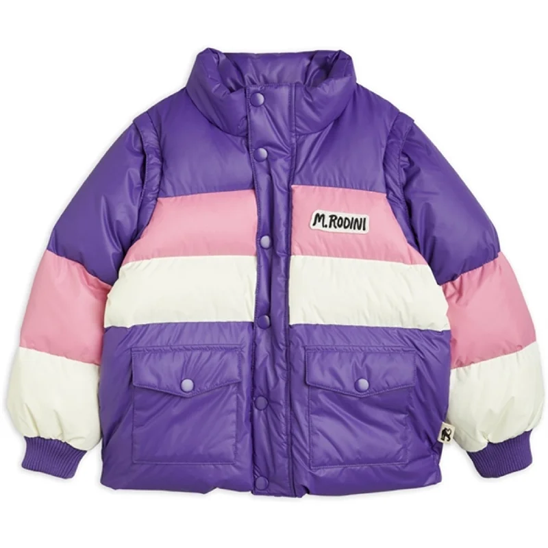 camping gear with lightweight construction -Mini Rodini Zip Sleeve Puffer Jacket Purple