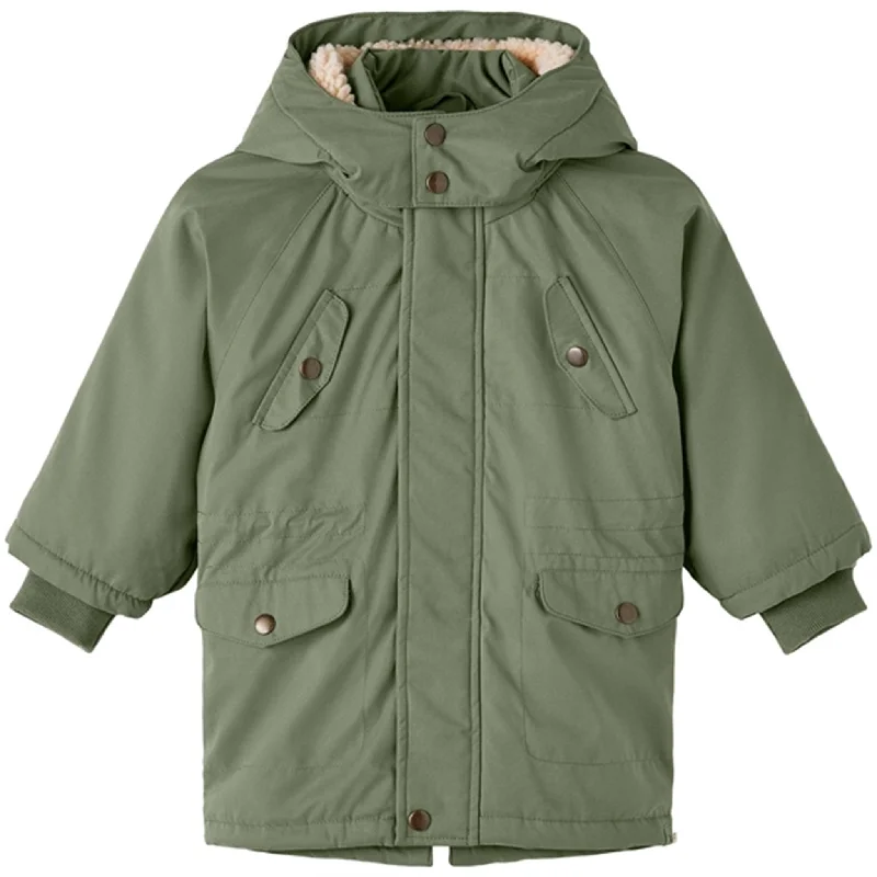 outdoor camping gear with practical features -Lil'Atelier Oil Green Golan Padded Jacket