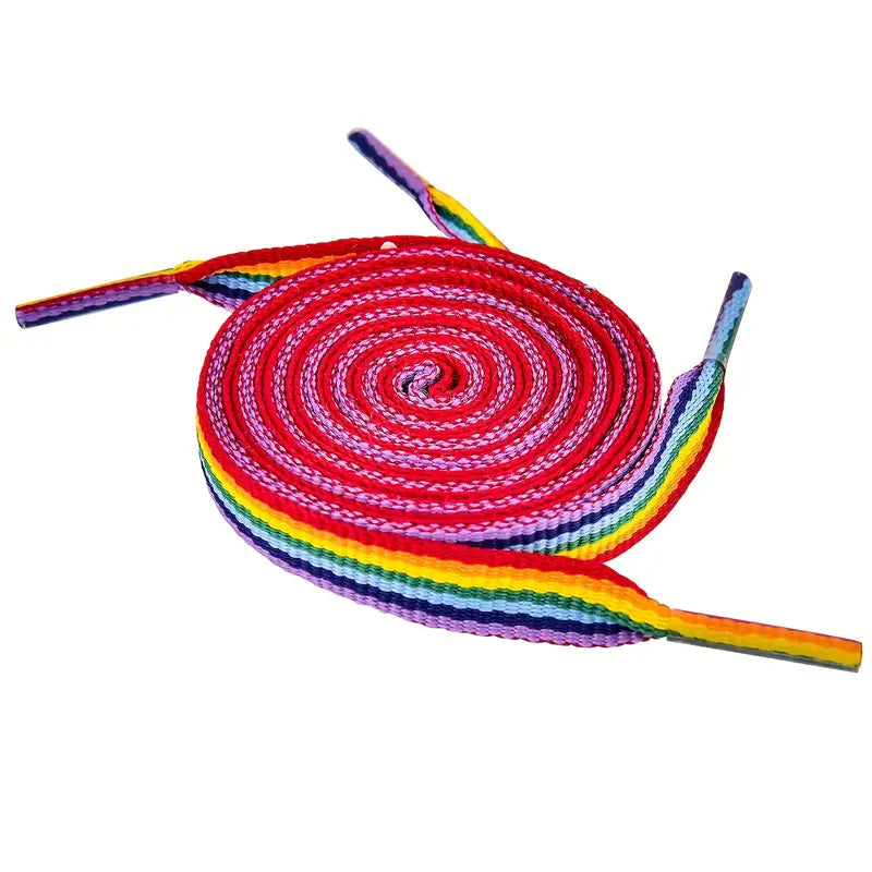 camping gear with emergency whistle -Rainbow LGBT Pride Stripes Boot Laces 160cm