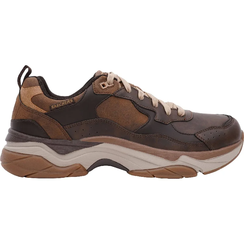 trekking shoes with anti-bacterial lining -Skechers Staxed Brandin Mens Walking Shoes - Brown