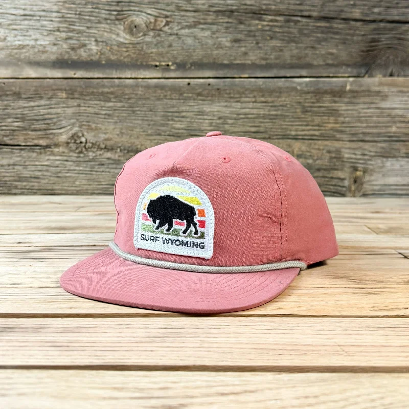 cozy knitted trucker cap -Gradient Summer Bison Patch Gramps Hat - Salmon