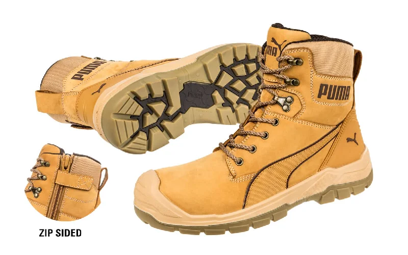 portable camping stove with easy ignition -Puma Conquest Waterproof Zip Side Safety Boot (Wheat) 630727