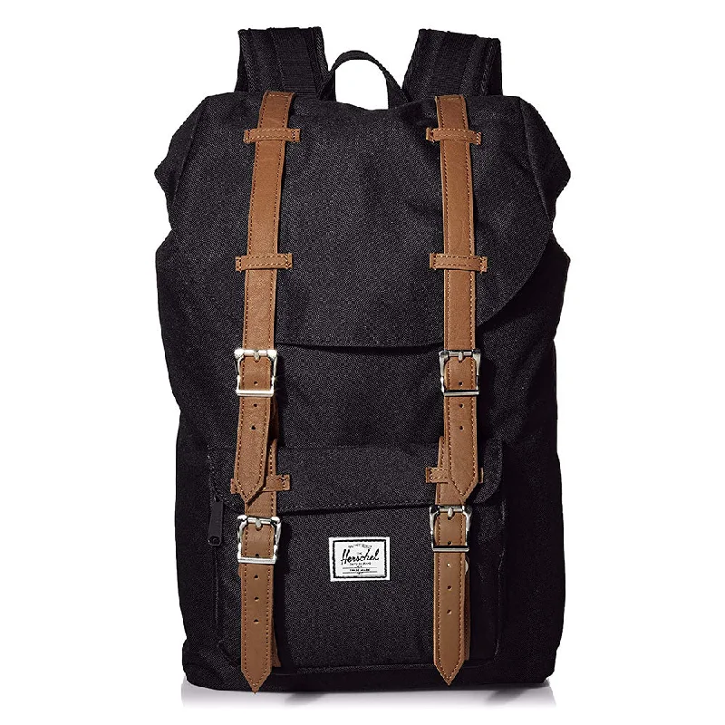 trekking poles with lightweight aluminum -Herschel Unisex Black/Tan Classic 25L Little America Laptop Backpack - 10014-00001-OS