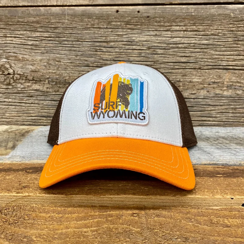 men’s sports baseball cap -Surf Wyoming® Bear Peak Trucker Hat - Orange Multi