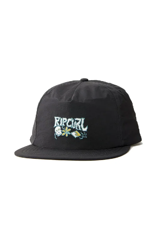 men’s beach sun hat -Rip Curl Dead Sled Snapback Cap - Washed Black