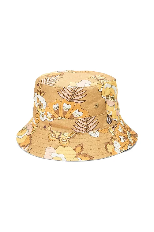 women’s colorful wool beret -Volcom Sun Keep Bucket Hat - Tropic Yellow