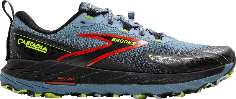 camping gear with all-weather protection -Brooks Cascadia 18 Mens Trail Running Shoes - Blue