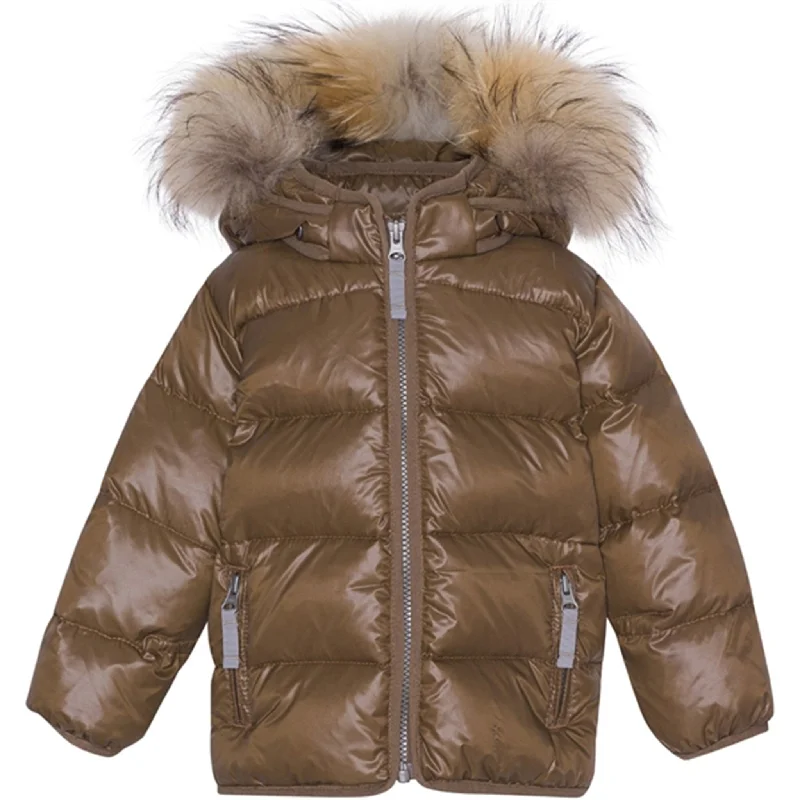 trekking shoes with shock-absorbing sole -Ver de Terre Featherlight Baby Down Jacket w. Fur Kangaroo