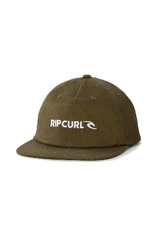 winter baseball cap for warmth -Rip Curl Brand Icon Flexfit Adjustable Cap - Olive