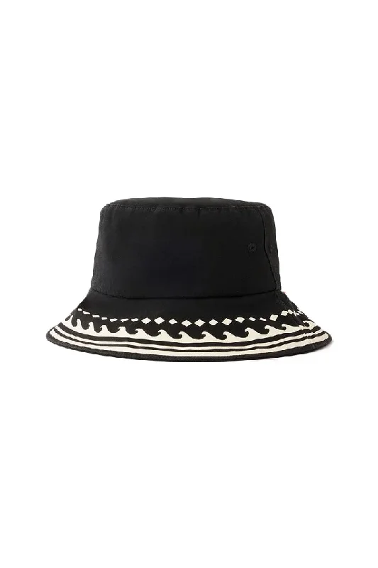 trendy felt beret for women -Rip Curl Mixed UPF Bucket Hat - Black / Off White