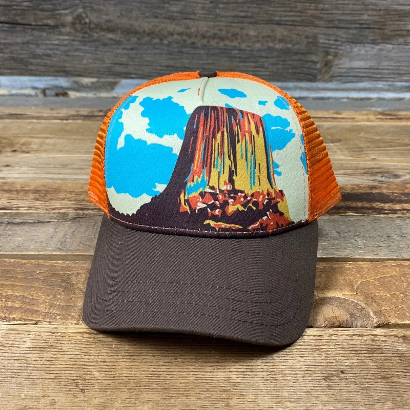 comfortable sun protection cap -Devil's Artist Series Trucker - Chocolate