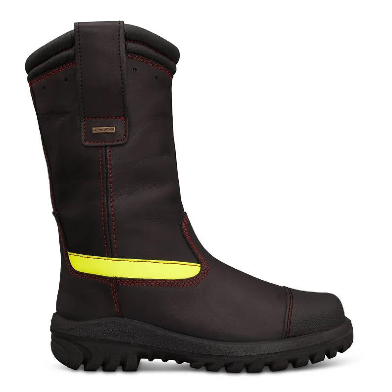 camping gear with reflective coatings -Oliver 66 Series Black 300mm (10inch) Pull On Structural Firefighter Boot 66-496