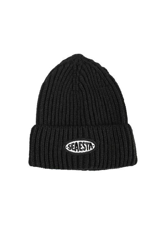 men’s cotton beanie hat -Patch Beanie / Youth / Charcoal