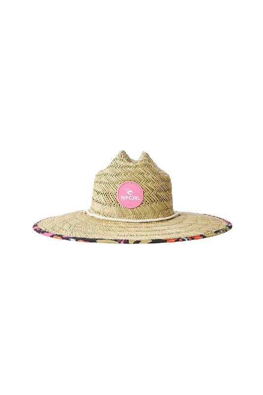 women’s chic bucket hat -Rip Curl Mixed Straw Sun Hat - Pink