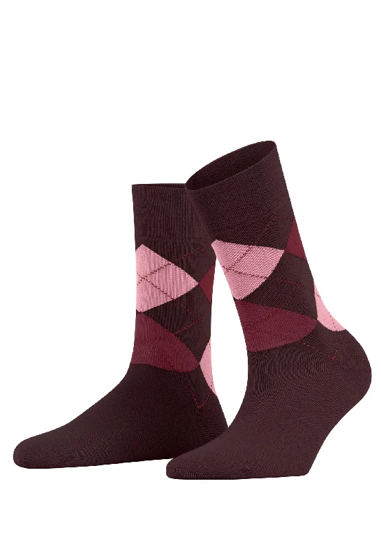 knee-high socks for cold weather -Sensitive Argyle So Socks | Bordeaux 46039-8100