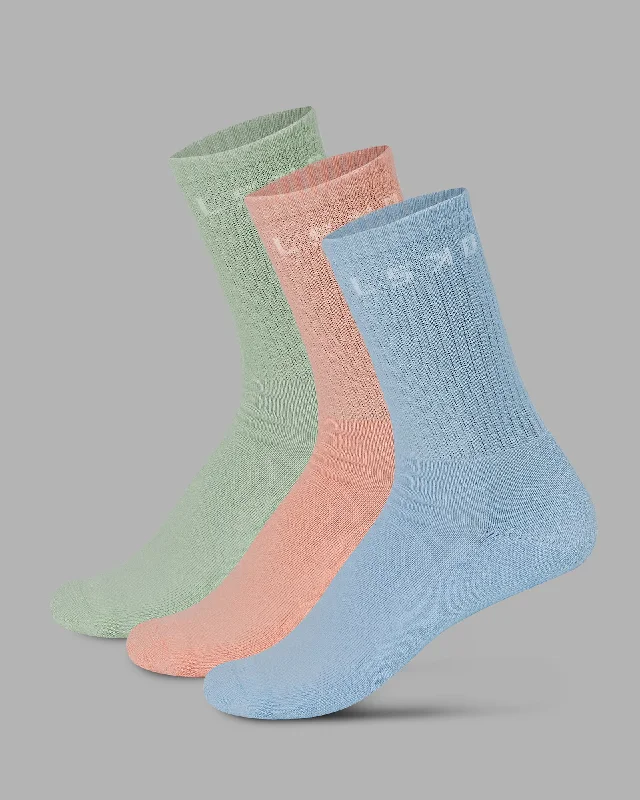 eco-friendly socks for outdoor activities -Daily 3 Pack Crew Socks - Glacial Blue-Surf Spray-Mellow Peach