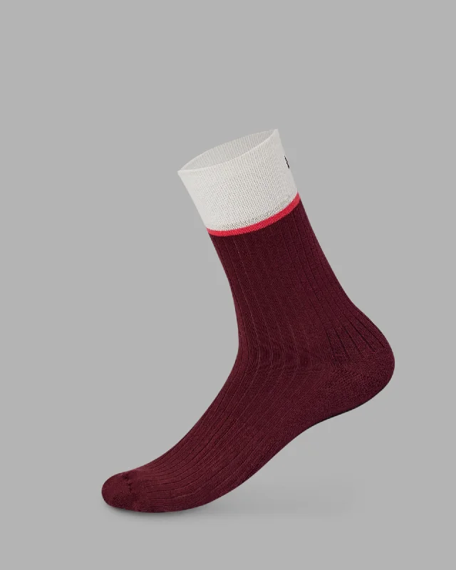 cotton socks for hiking trips -Elevate Crew Pilates Grip Socks - Dark Cherry