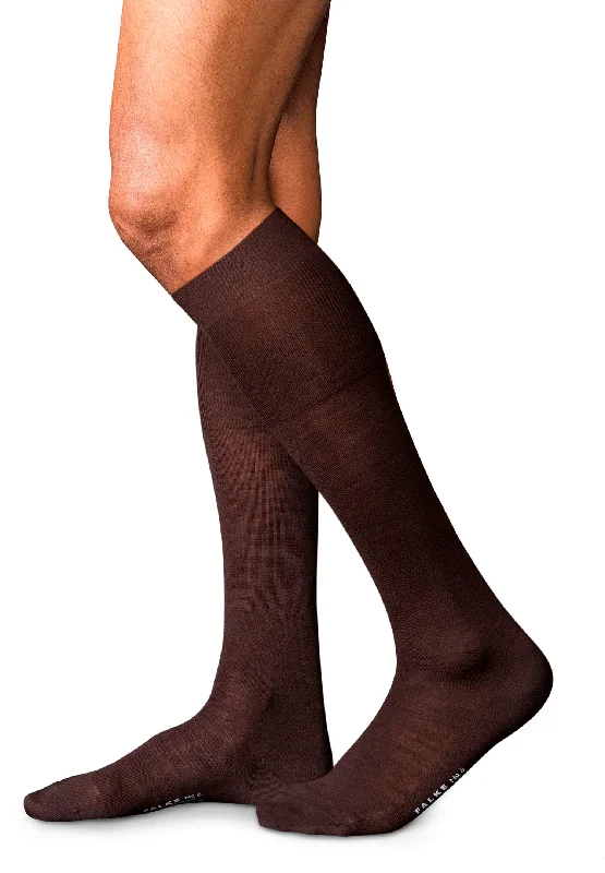 cozy socks for lounging at home -Luxury Line Basics Falke No. 6 Knee High | Brown 15451-5930