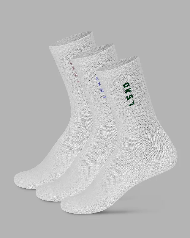 non-slip yoga socks for women -Signal 3 Pack Crew Socks - White-Malachite-Dahlia Purple-Cayenne