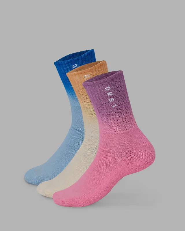 warm wool socks for outdoor jobs -Signal 3 Pack Quarter Socks - Multi-Ombre