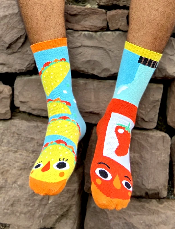 cotton socks for hiking trips -ADULT TACO & HOT SAUCE SOCKS