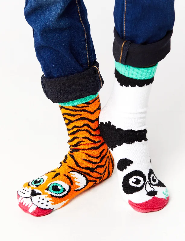 wool socks for camping trips -ADULT TIGER & PANDA SOCKS