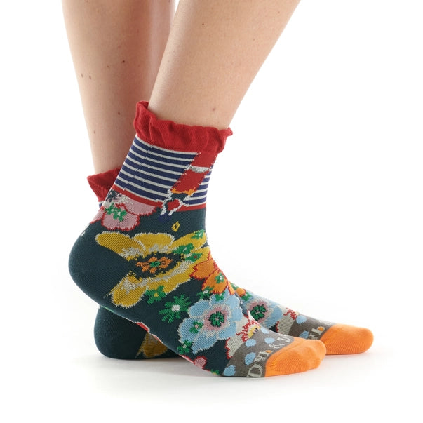 running socks with arch support -Women's Patterned Made in Italy Mercerized Cotton Socks