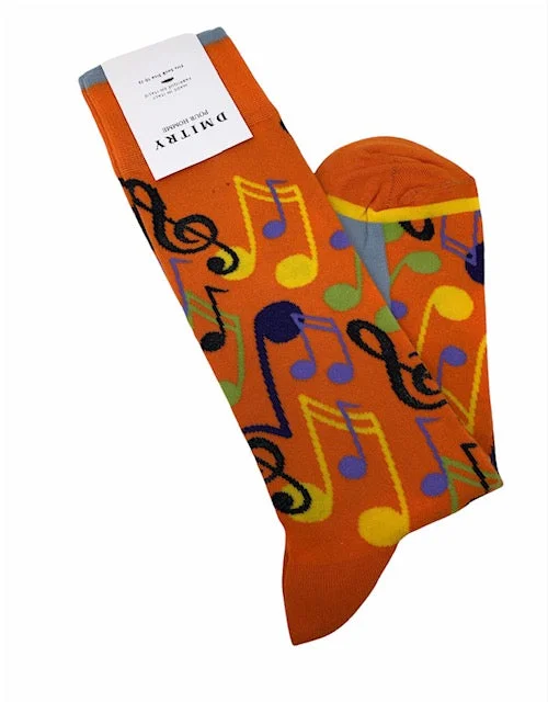 fashionable wool socks for winter -DMITRY "Music To My Ears" Patterned Made in Italy Mercerized Cotton Socks