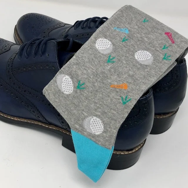 colorful cotton socks for work -DMITRY Grey Golf Patterned Made in Italy Mercerized Cotton Blend Socks