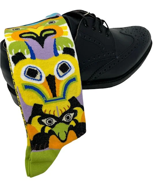 ankle socks for active use -DMITRY "Dancing Feather" Patterned Made in Italy Mercerized Cotton Socks