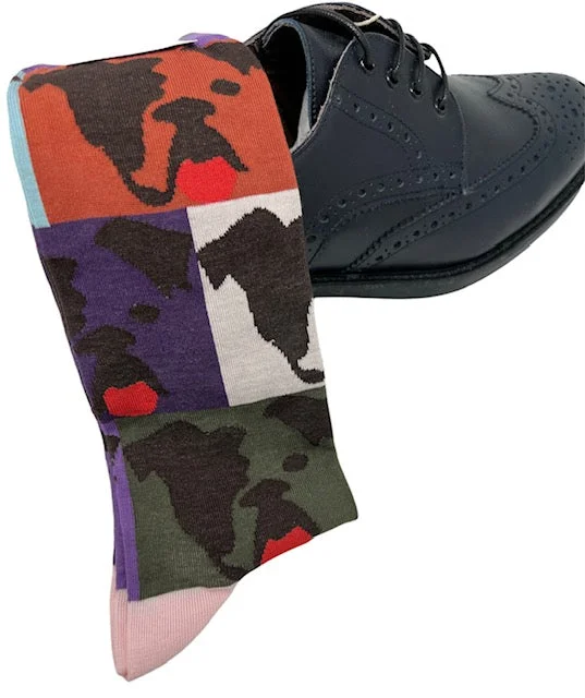 breathable socks for yoga -DMITRY "Unconditionally Yours" Patterned Made in Italy Mercerized Cotton Socks