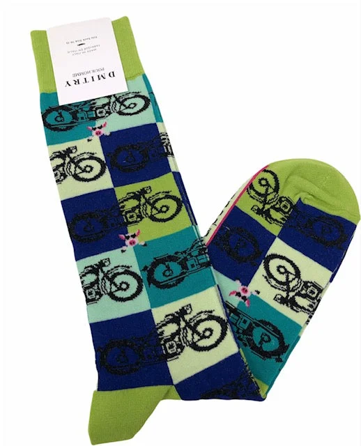 stylish patterned socks for men -DMITRY "Motorcycles" Patterned Made in Italy Mercerized Cotton Socks