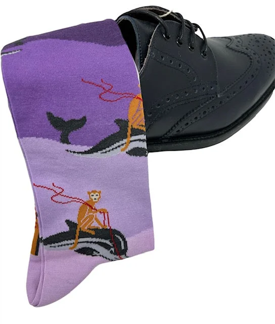 athletic socks for football players -DMITRY "Wave Runner" Patterned Made in Italy Mercerized Cotton Socks