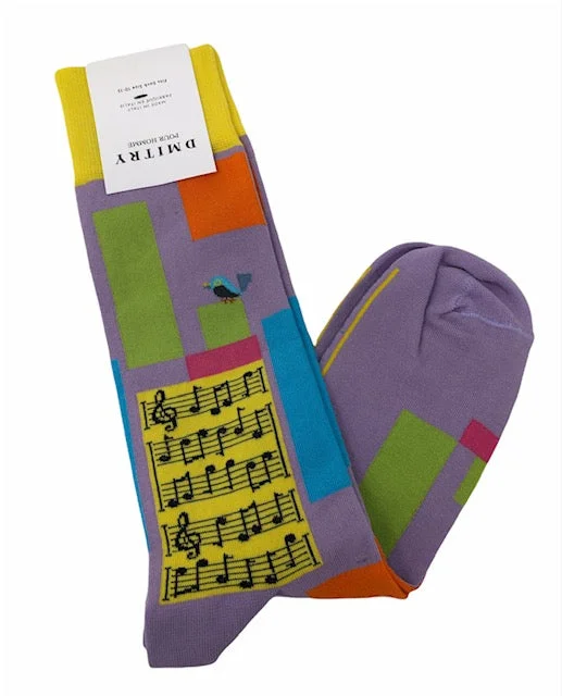 breathable wool socks for winter sports -DMITRY "Symphony" Patterned Made in Italy Mercerized Cotton Socks