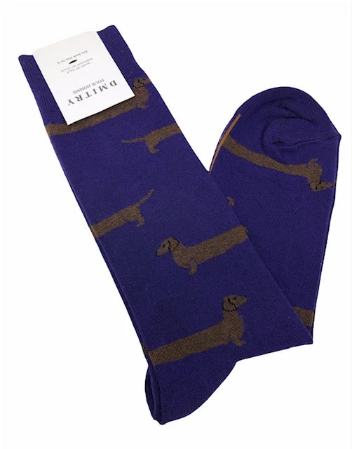 comfortable low-cut socks for gym -DMITRY "Dachshund" Patterned Made in Italy Mercerized Cotton Socks