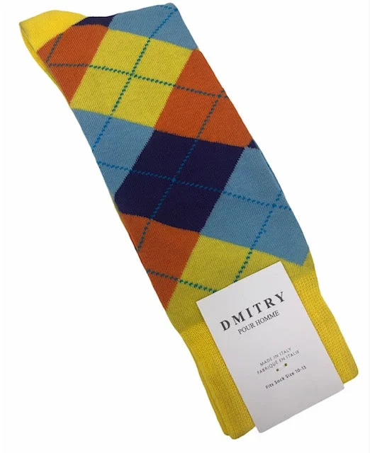 seamless socks for all-day comfort -DMITRY Argyle Patterned Made in Italy Mercerized Cotton Socks